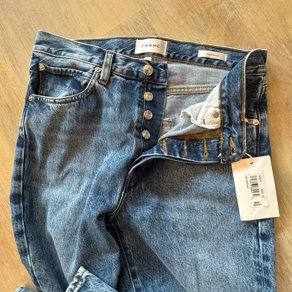Frame Denim The Vertical High-Rise Straight Jeans - Light Blue